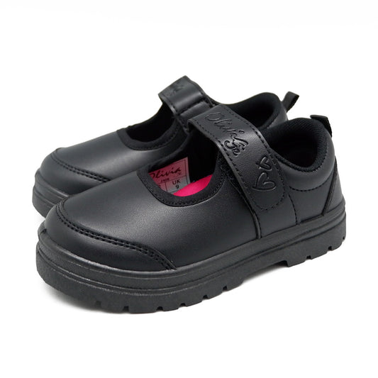 Olivia Jr Black School Shoes - OLV8001